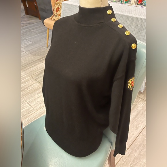 Vintage 70’s Meister Black Sweater with Gold Lion Crest & Fancy Buttons - a GEM! - Picture 14 of 14